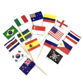 ESTICK Lub Tebchaws Flag Stick Wood Toothpicks
